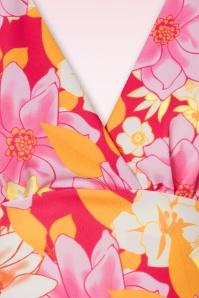Vintage Chic for Topvintage - Miley Floral Swing Dress in Pink and Orange 3