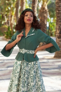 Miss Candyfloss - Audris Gia Leaf Blazer in Emerald