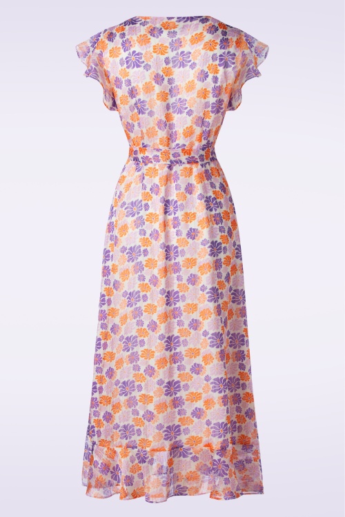 Smashed Lemon - Isla Flower Maxi Dress in White and Lilac 2