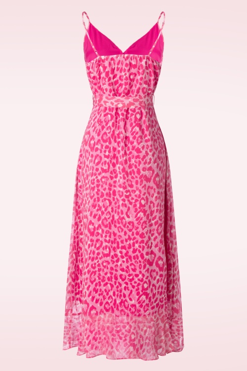 Smashed Lemon - Lexie luipaard maxi jurk in baby roze  2
