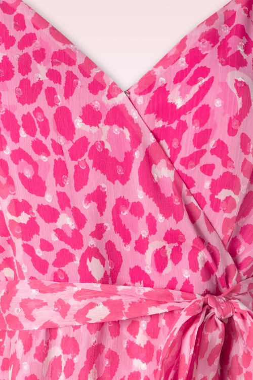 Smashed Lemon - Robe longue léopard Lexie en rose dragée 3