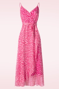 Smashed Lemon - Lexie Leopard Maxi Dress in Baby Pink 
