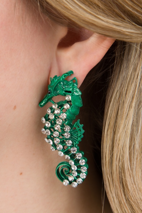 Vixen - Seahorse Earrings in Ocean Green