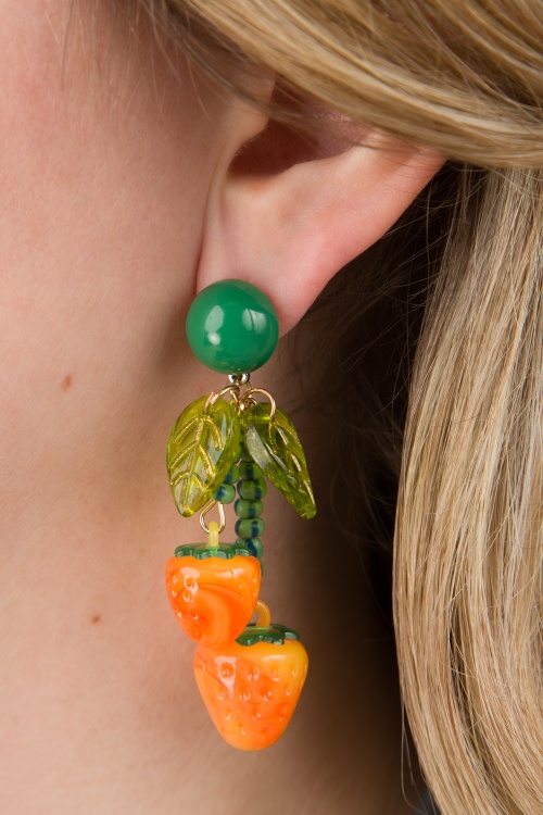 Vixen - Erdbeer Ohrringe in Orange und Grün.