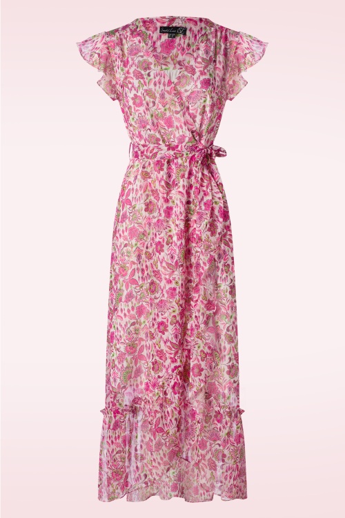 Smashed Lemon - Isla Flower Maxi Dress in Pink and Red