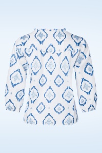 Smashed Lemon - Reign Baroque Embroidery Blouse in White and Blue  2