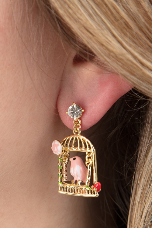 Vixen - Birdcage Earrings in Gold