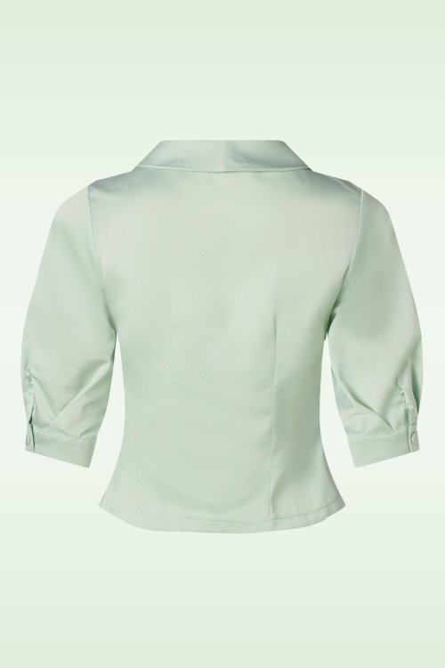 Miss Candyfloss - Falda Rosite Satin Blouse in Mint Green 2