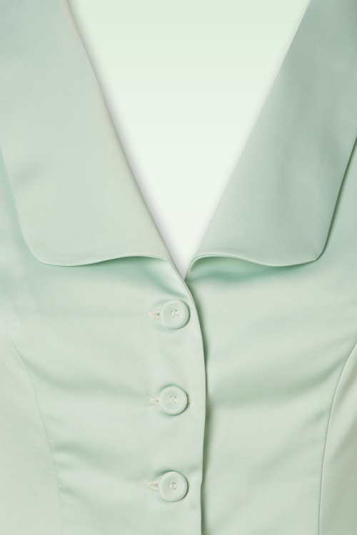 Miss Candyfloss - Falda Rosite Satin Blouse in Mint Green 3