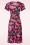 Vintage Chic for Topvintage - Irene Floral Cross Over Swing Dress en Noir et Rose 2
