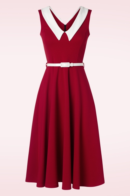 Vintage Chic for Topvintage - Mae swing jurk in rood en wit