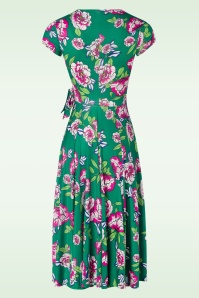 Vintage Chic for Topvintage - Layla Blumen-Swingkleid in Smaragdgrün. 2