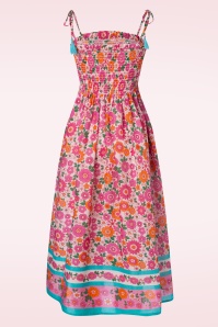 Timeless - Robe midi fleurie June en rose 2