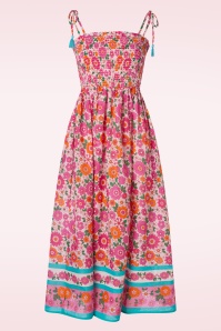Timeless - Juni Blumen Midi-Kleid in Rosa.