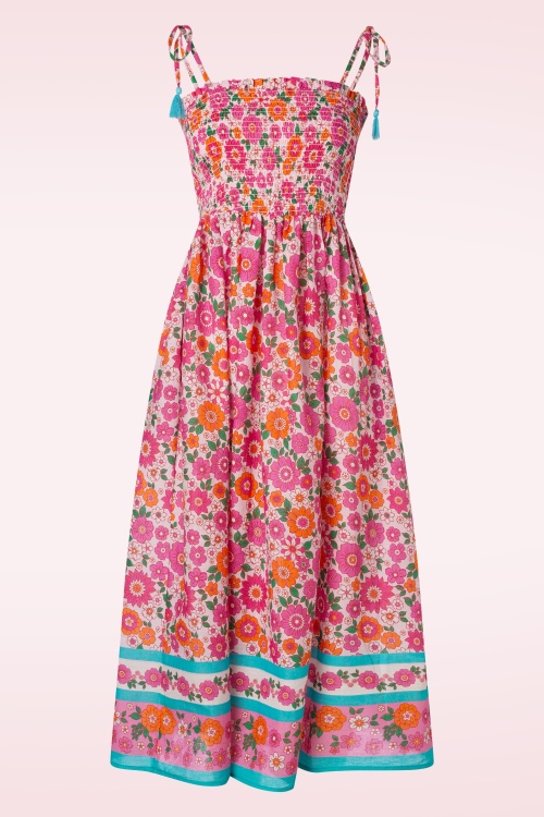 Timeless - June Floral Midi Dress in Pink