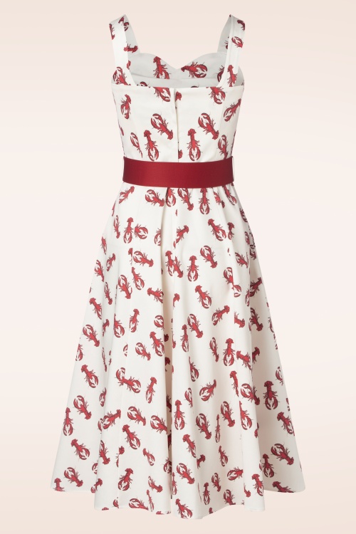Collectif Clothing - Emmie Rock Lobster ausgestelltes Kleid in Weiß 2