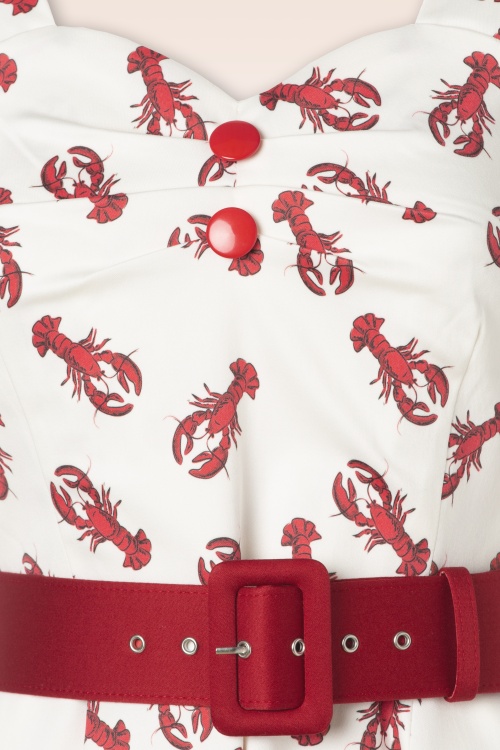 Collectif Clothing - Emmie Rock Lobster ausgestelltes Kleid in Weiß 3
