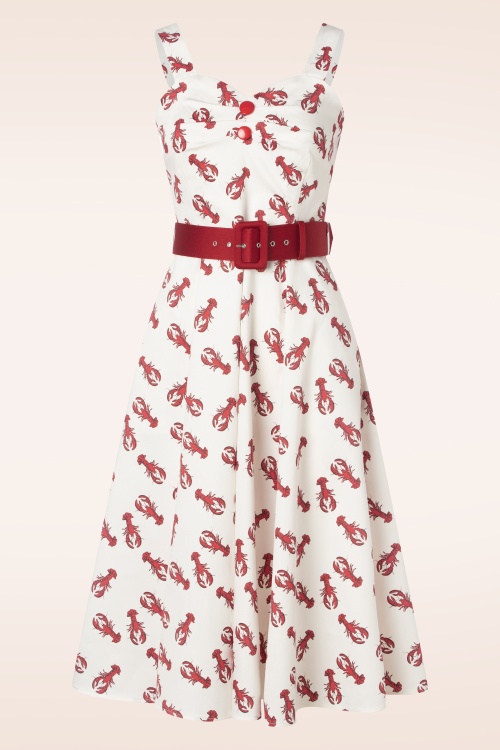 Collectif Clothing - Jasmine Rock Lobster swing rok in wit