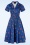 Collectif Clothing - Caterina Hollyhocks Hooray Swing jurk in marineblauw