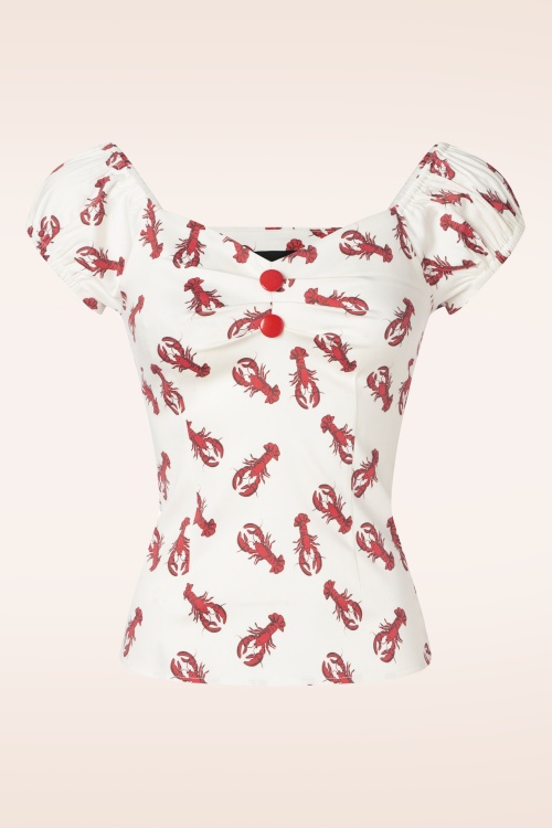 Collectif Clothing - Dolores Rock Lobster top in wit