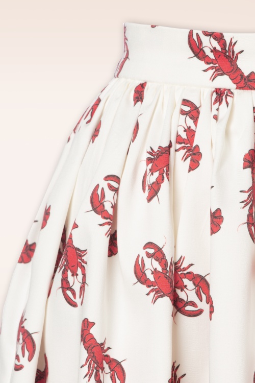 Collectif Clothing - Jasmine Rock Lobster Swing Skirt in White 3