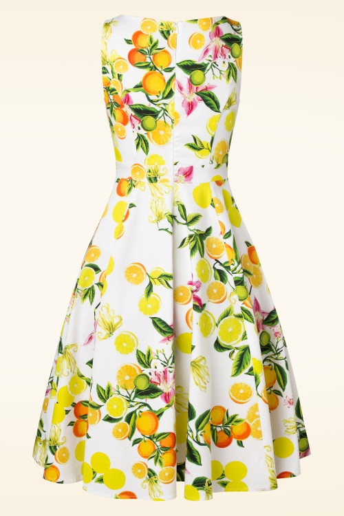 Hearts & Roses - 50s Luisa Lemon Swing Dress in White 2