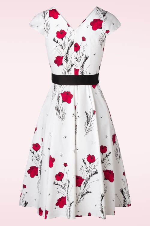 Hearts & Roses - Serina Blumen Swing Kleid in Weiß 4