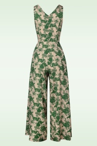 Hearts & Roses - TopVintage exclusive ~ Faline Flower Jumpsuit in Camel and Green 2