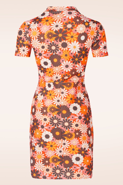 Vintage Chic for Topvintage - Daisy Floral jurk in oranje 3