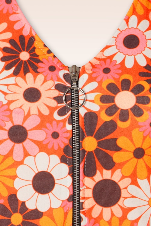 Vintage Chic for Topvintage - Daisy Floral Kleid in Orange 2