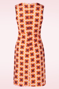 Vintage Chic for Topvintage - Betty floral jurk in oranje en bruin 3