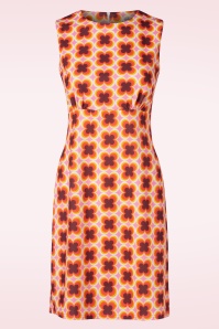 Vintage Chic for Topvintage - Betty floral jurk in oranje en bruin