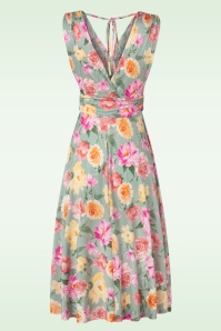 Vintage Chic for Topvintage - Jane Roses swing jurk in saliegroen 3