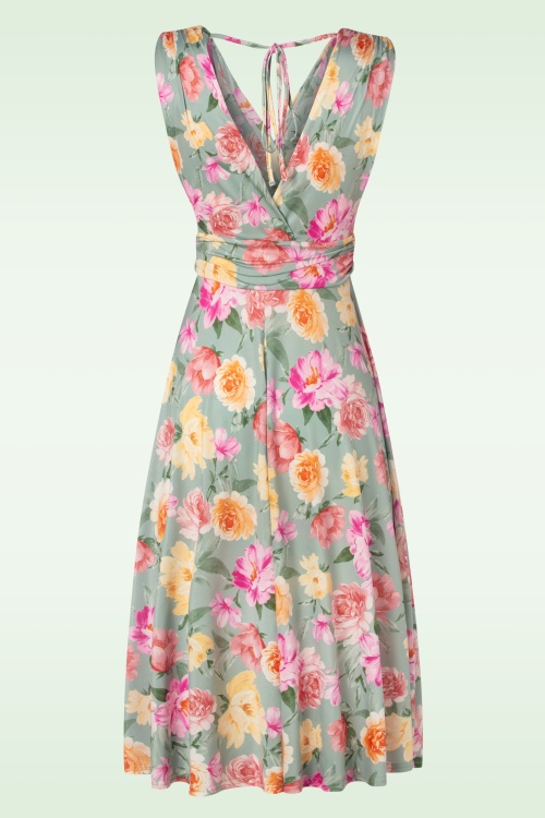 Vintage Chic for Topvintage - Jane Roses swing jurk in saliegroen 3