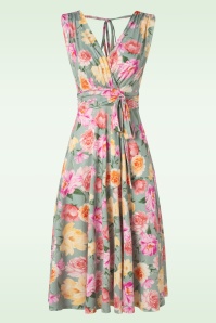 Vintage Chic for Topvintage - Jane Roses Swing Dress in Sage