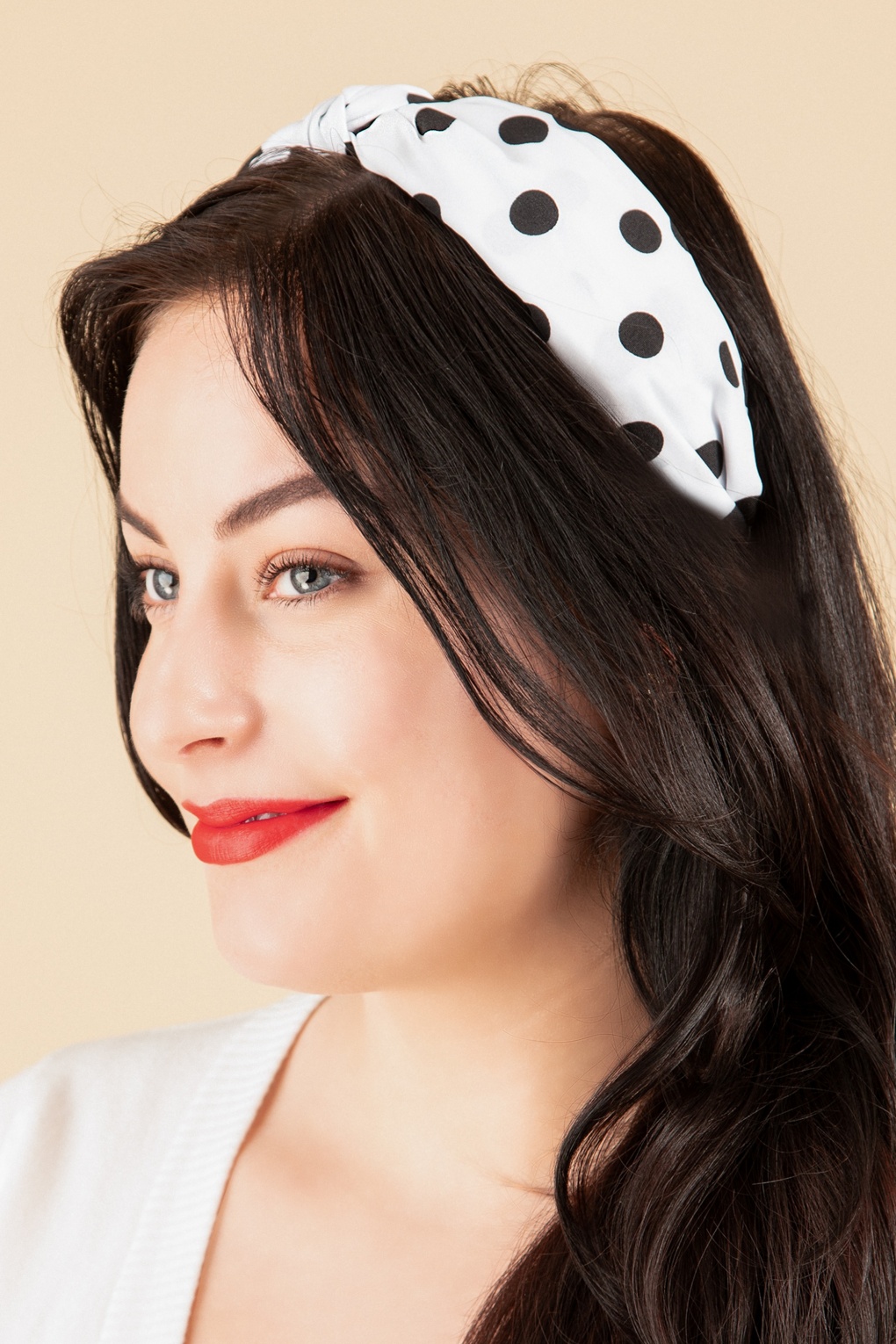 Vixen Polka Dot Hairband in White and Black | Shop at Topvintage