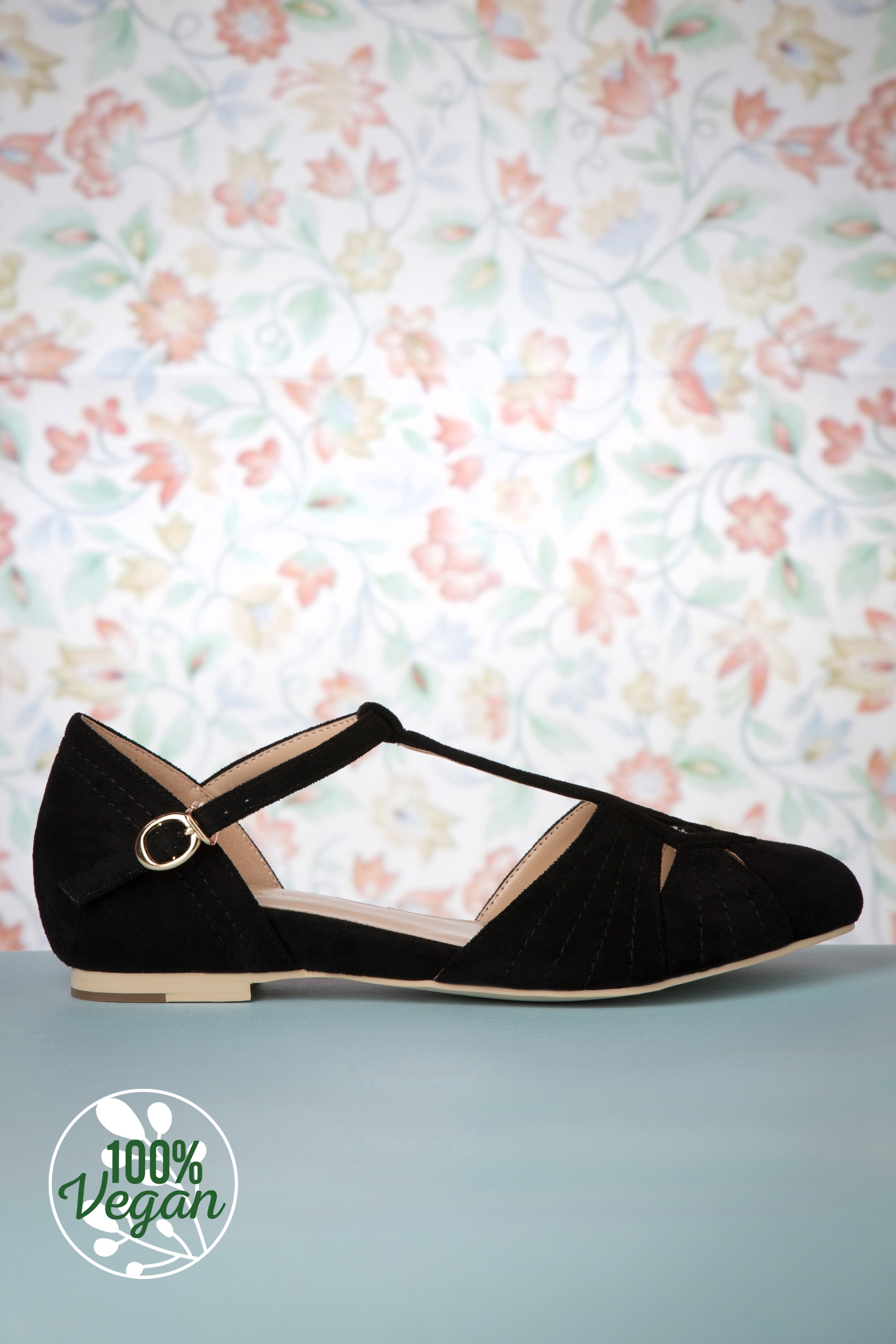 Charlie Stone - London T-strap flats in zwart 5