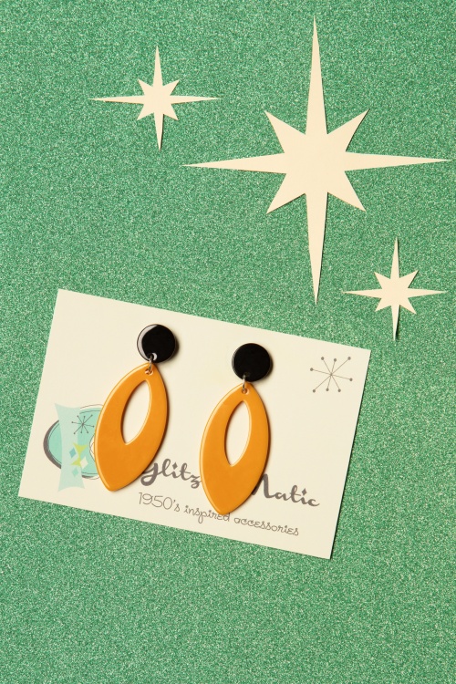 Glitz-o-Matic - Ellips Pendant Earrings in Mustard 