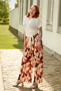 Vintage Chic for Topvintage - Pia Floral Pleated broek in bruin