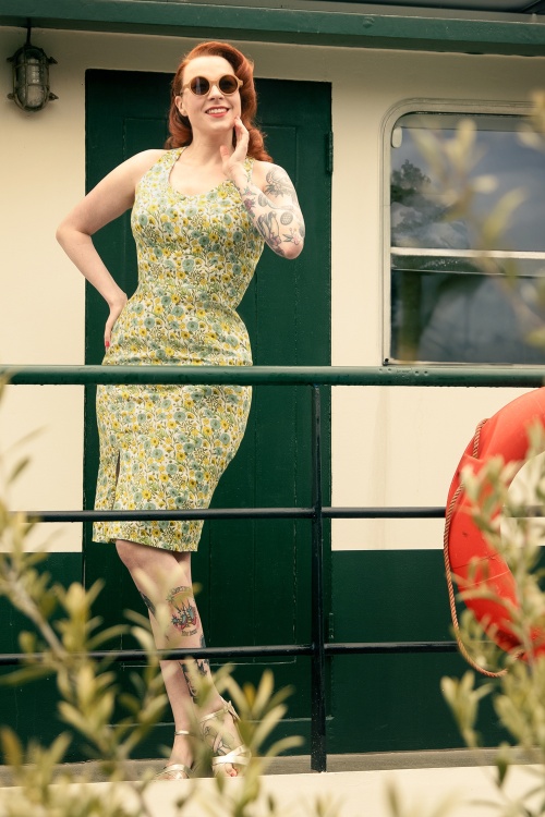 Hearts & Roses - Martha Pencil Dress with Yellow Flowers