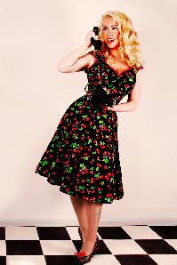 Pinup Couture - Heidi Black Cherry Swing dress 6