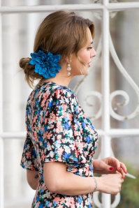 ZaZoo - Bloemen haarclip & broche in blauw
