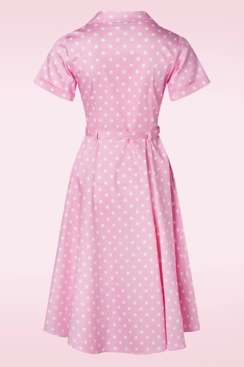 Collectif Clothing - Robe corolle à pois Caterina en rose 2