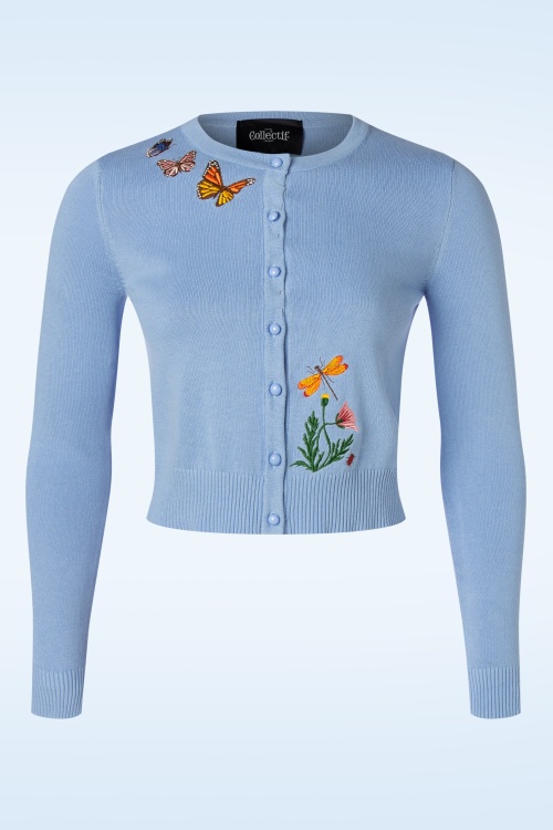 Collectif Clothing - Jessie butterfly field cardigan in licht blauw