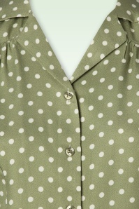 Collectif Clothing - Luana Vintage Polka Dot Blouse in Sage 3