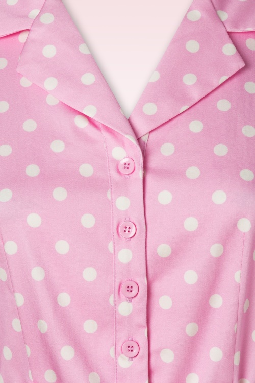 Collectif Clothing - Caterina Polka swing jurk in roze 4