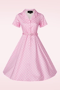 Collectif Clothing - Robe corolle à pois Caterina en rose 3