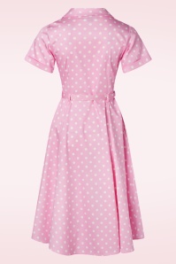 Collectif Clothing - Caterina Polka swing jurk in roze 2