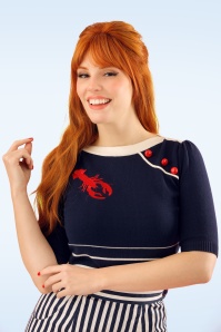 Collectif Clothing - Armanda Lobster Jumper Années 50 en Bleu Marine