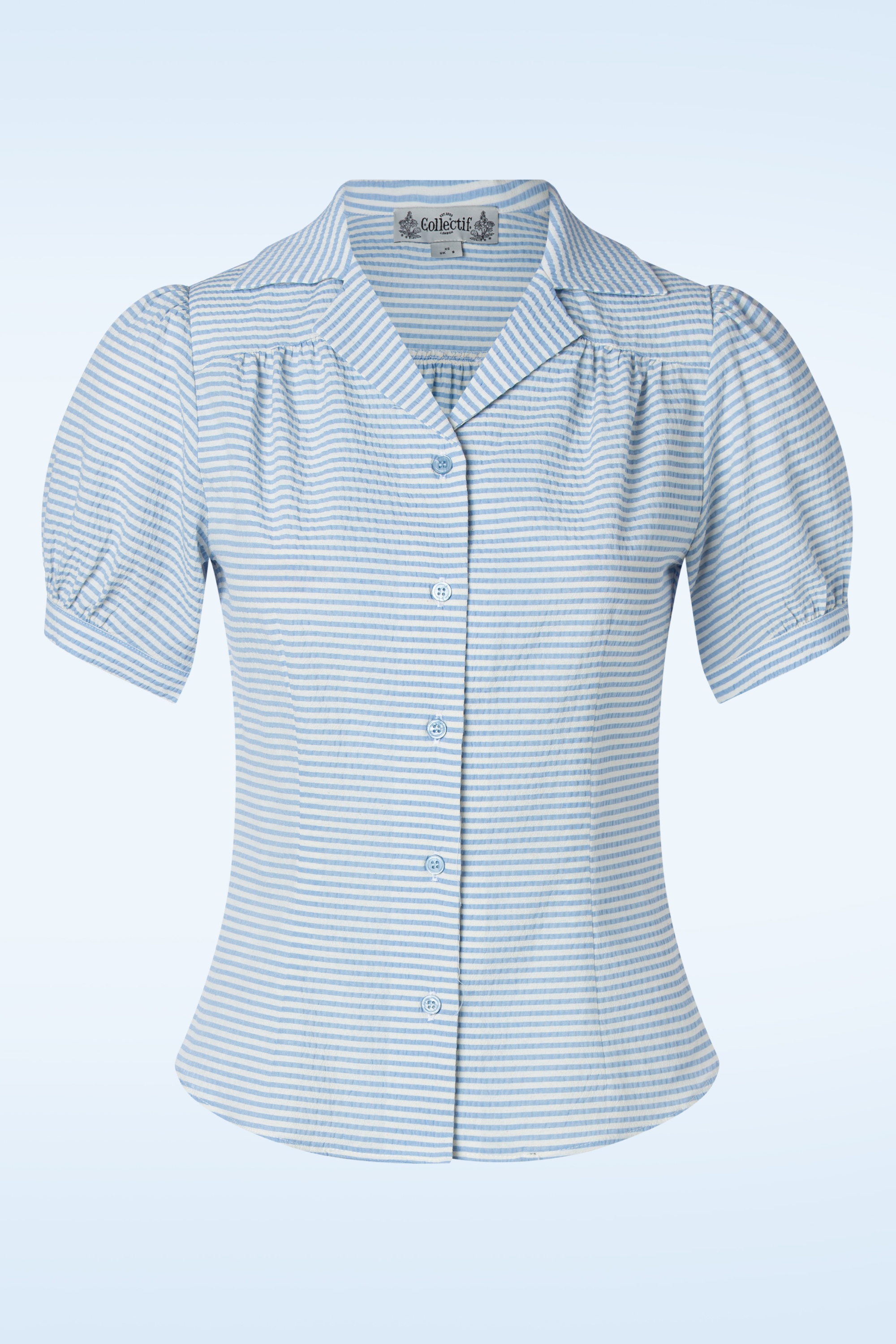 Collectif Clothing - Luana gestreepte blouse in wit en blauw